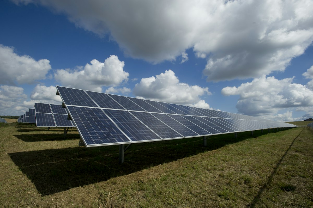 Illustrative solar panels at a renewable energy installation